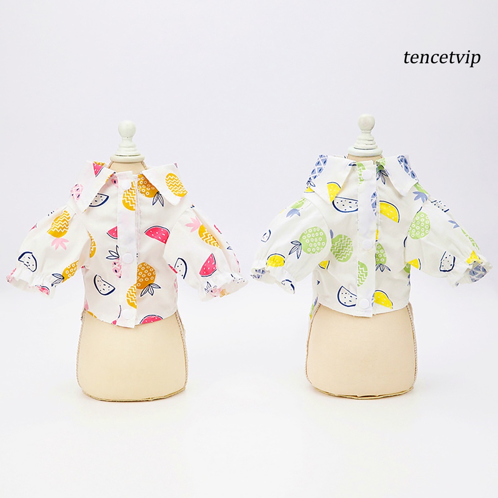 Áo Thun Cotton In Họa Tiết Trái Cây Hai Chân Cài Nút Cho Thú Cưng