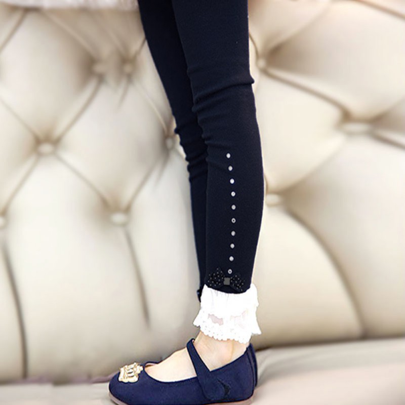 Quần legging ôm chân phối ren đáng yêu cho bé gái