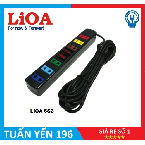 Ổ cắm điện LIOA, 4 lỗ 6 lỗ 10 lỗ, có công tắc, ~2000W - 3300W, dây dài 3m/5m( TUẤN YẾN)