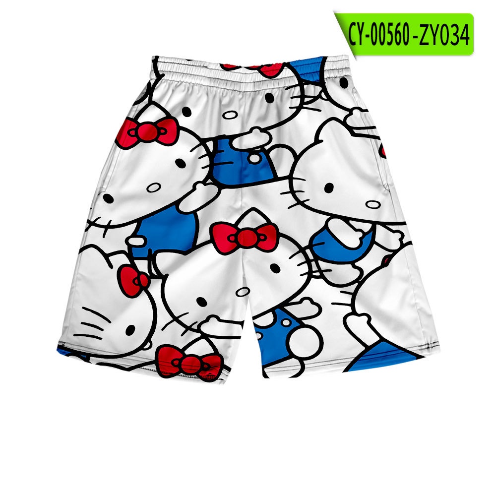 Quần Short Dáng Rộng Họa Tiết HELLO KITTY Thời Trang Cho Nam Và Nữ PV2G