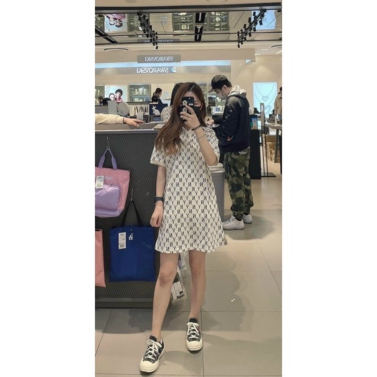 Váy polo nữ NY ngắn tay cổ sơ mi hot hít MLB năng động thể thao dáng xuông dễ mặc thoải mái xuất dư 2 màu đen trắng | BigBuy360 - bigbuy360.vn