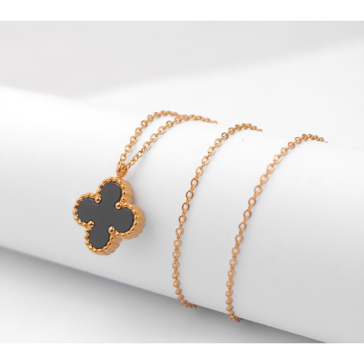 Dây chuyền nữ titan Hoa 4 cánh L V đính đá siêu đẹp, bền màu, chuẩn thời trang