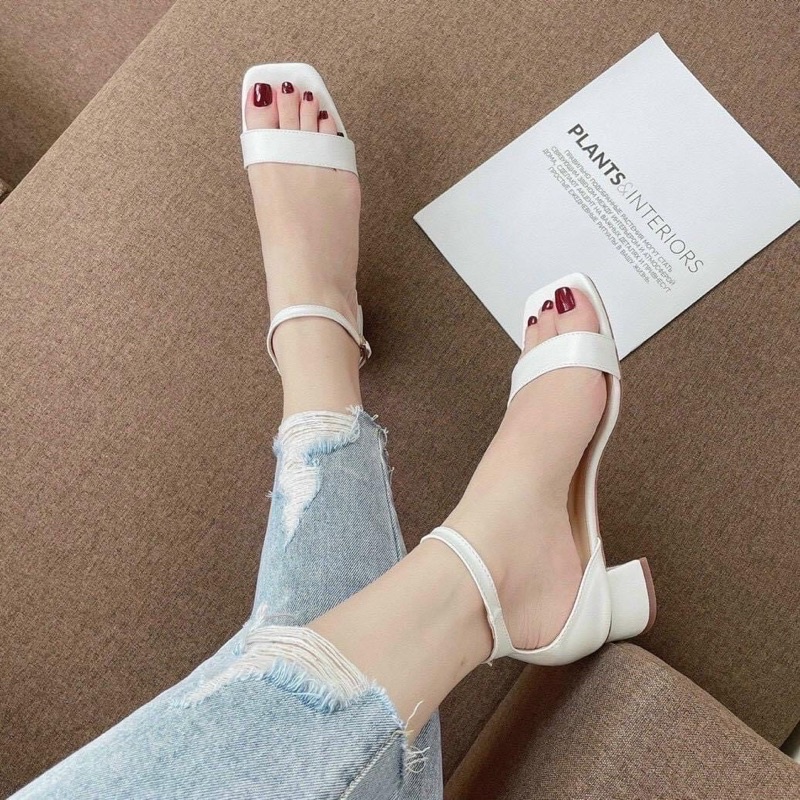 [Sỉ giày dép nữ] Sandal nữ quai ngang bít gót đế vuông 5p mũi tròn đi cực thích