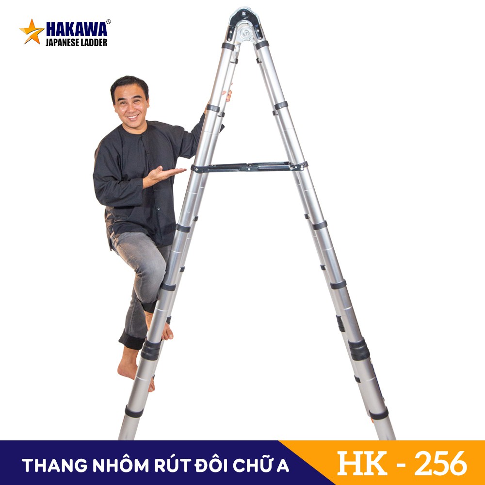 Thang nhôm rút đôi chữ A HAKAWA HK-256 5,6m. Sản phẩm chính hãng, chất lượng, giá cả cạnh tranh, bảo hành 2 năm