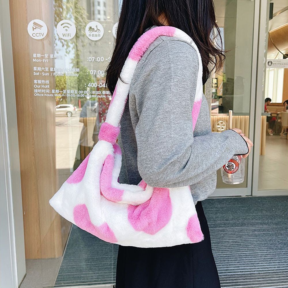 Túi xách lông nhung họa tiết trái tim / hoa nhiều màu sắc tùy chọn thời trang thu đông cho nữ