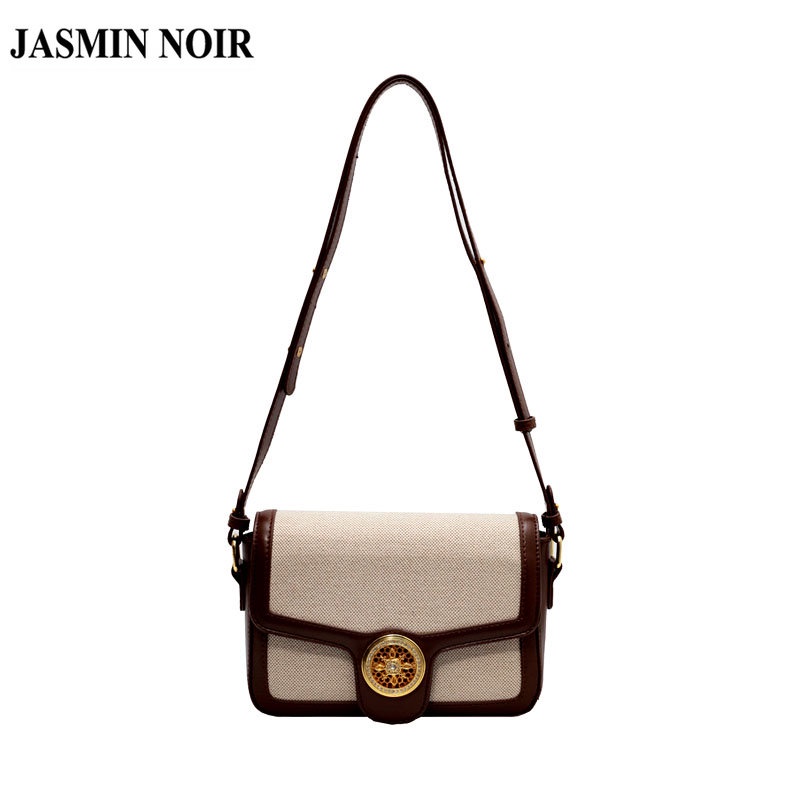 Túi Đeo JASMIN NOIR Chéo Vai Bằng Da PU Và Vải Bạt Có Khóa Dành Cho Nữ NOIR