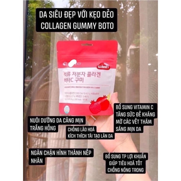 Kẹo dẻo vị lựu Dưỡng da sáng mịn- Boto Collagen Gummy