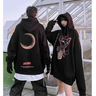 [ Hoodie Unisex- Cực Chất ] Áo khoác hoodie Unisex Mèo Đỏ Mặt Trăng form rộng hottrend 2021
