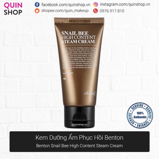 [Quinshop.vn] Kem Dưỡng Phục Hồi Da Benton Snail Bee High Content Steam Cream