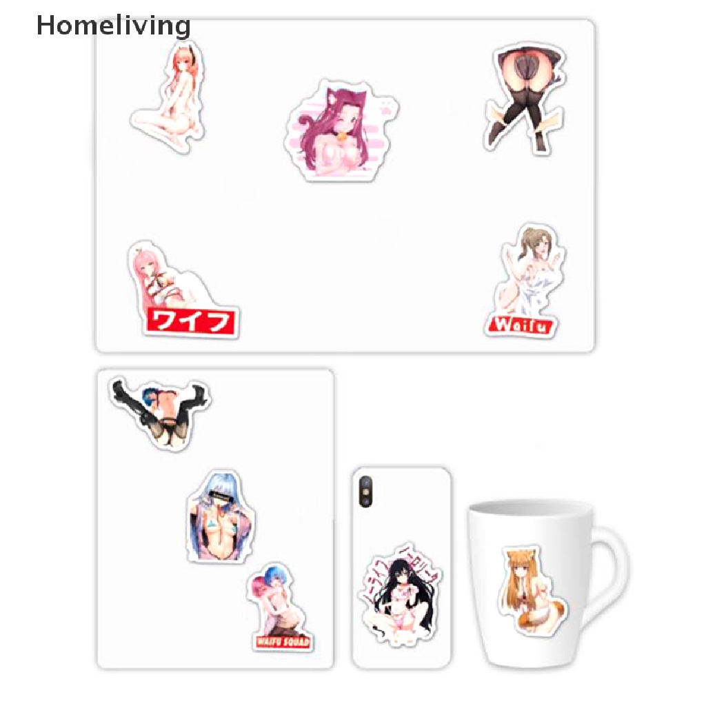 Bộ 50 Miếng Dán Họa Tiết Hoạt Hình Ahegao Quyến Rũ Cho Laptop