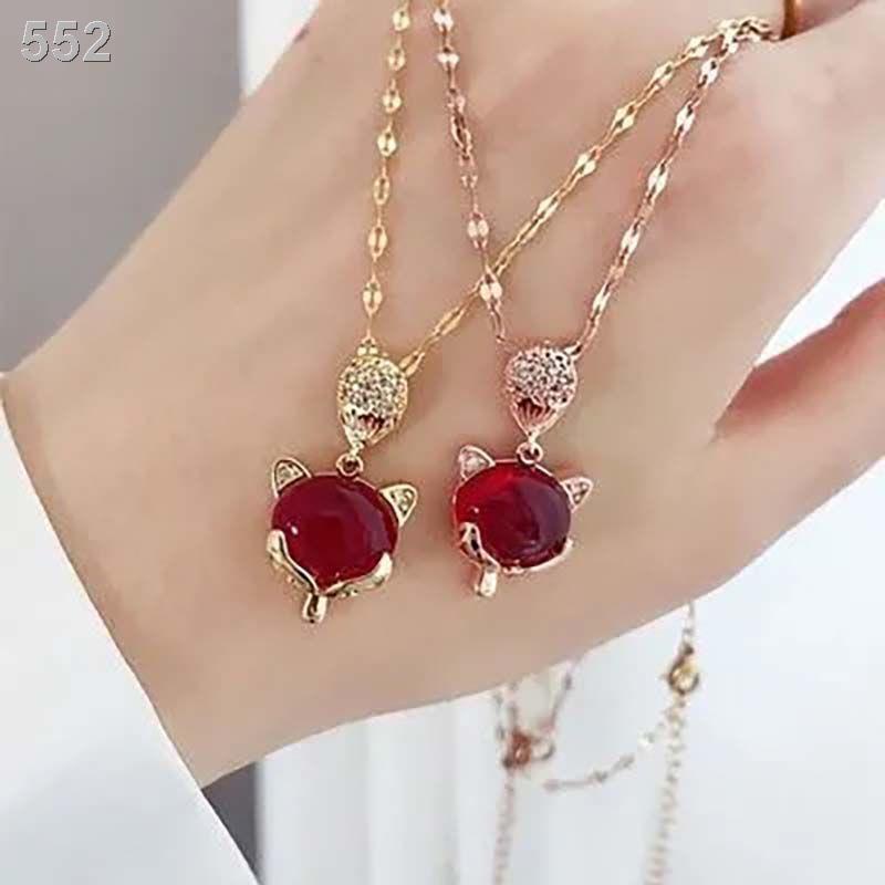 Titan thép retro cáo đỏy mắn chuyển vận Pixiu thời trang khí chất phụ nữ Vòng cổ sức đa năng Chuỗi xương