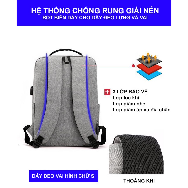Balo Laptop Công Sở, BaLo Nam Nữ , Ngăn Laptop 15'6 inch Chống Thấm Nước,Chống Sốc Thời Trang