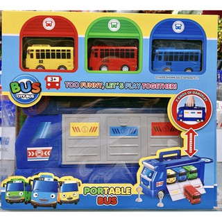 Bộ đồ chơi xe bus Tayo xe bus lớn chở 3 xe bus nhỏ