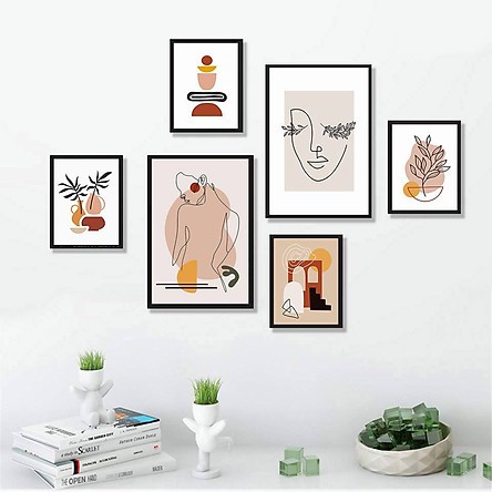 [HỎA TỐC HCM] Set Bộ 6 tranh treo tường hiện đại tặng kèm phụ kiện BINBIN TX004 | BigBuy360 - bigbuy360.vn
