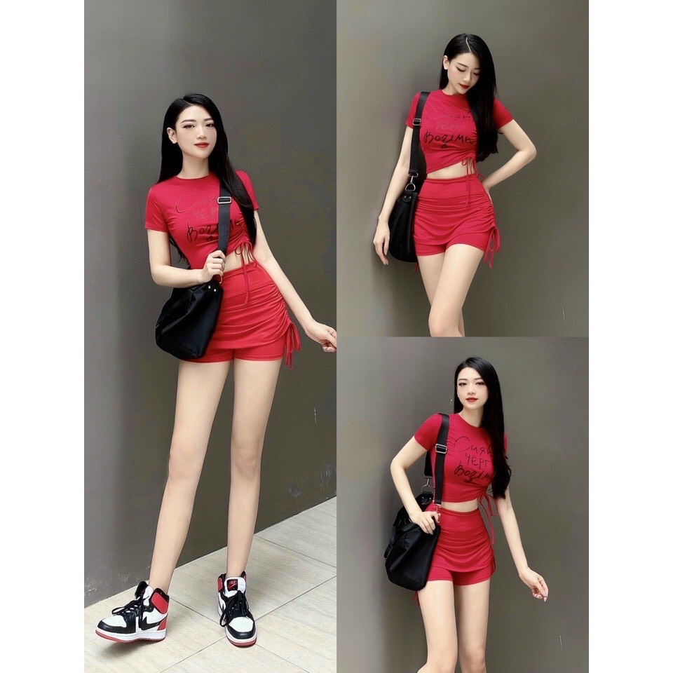 Áo Croptop Rút Dây Bên Mới Siêu Xinh (đồ tập gym-yoga nữ)