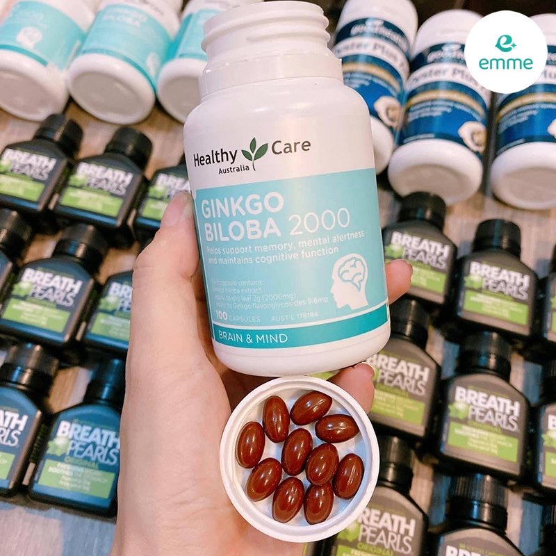 Viên Uống Bổ Não Ginkgo Biloba Healthy Care  Úc - 100 viên (mẫu mới) - giúp trí nhớ phát triển tốt hơn