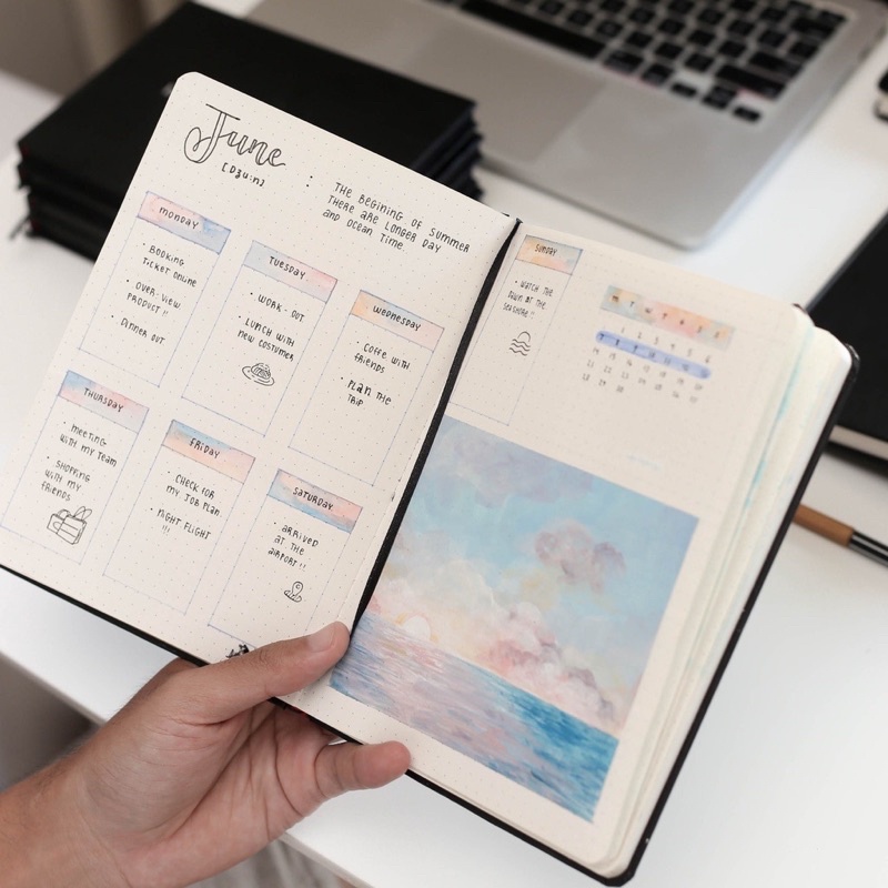 Sổ tay ghi chép Be A5 130GSM bìa cứng màu đen