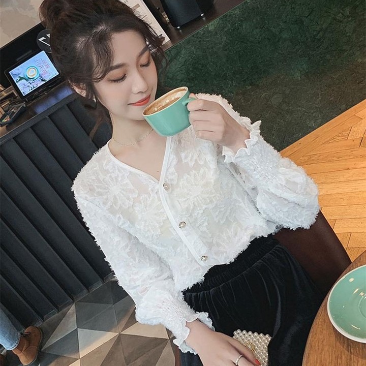 Áo Kiểu Voan Tơ Thêu Nữ Tính