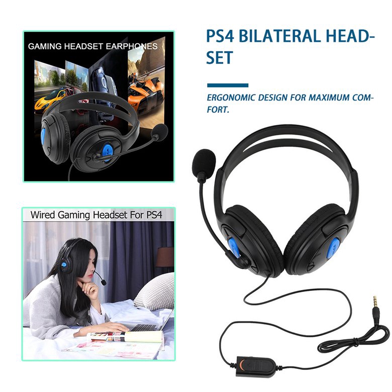 PK Wired Gaming Headset Headphones with Microphone for Sony PS4 PlayStation 4