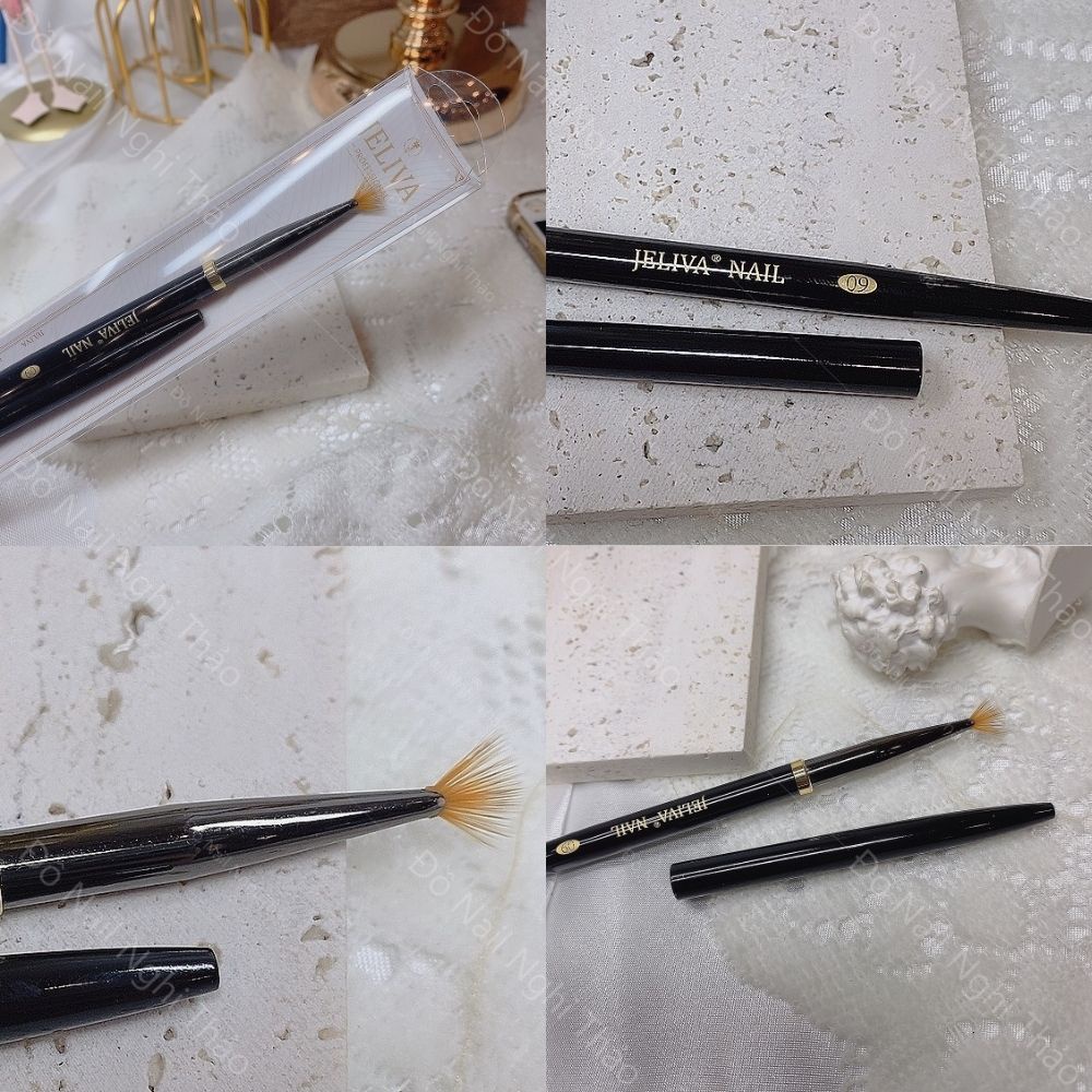 Cọ vẽ móng , cọ quạt vẽ nail rắc nhũ Jeliva số 09