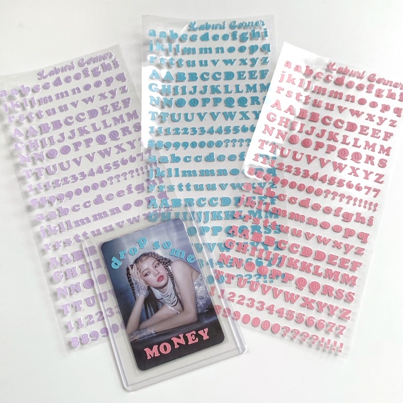 STICKER CHỮ SỐ ÉP NÓNG 3D MÀU PASTEL HỒNG XANH TÍM