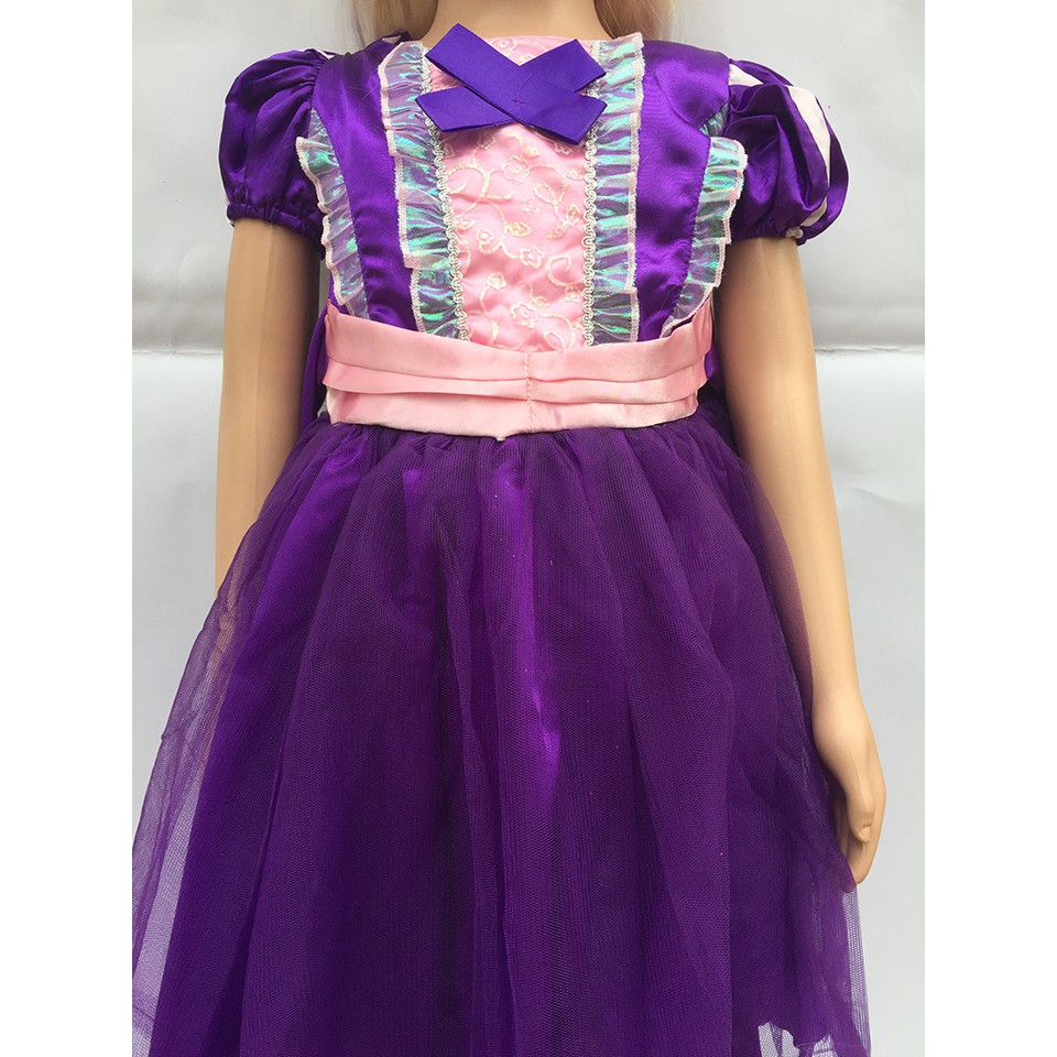 Bộ váy Công chúa tóc mây Rapunzel màu tím đậm cho bé 3-5 tuổi hóa trang trung thu, Halloween