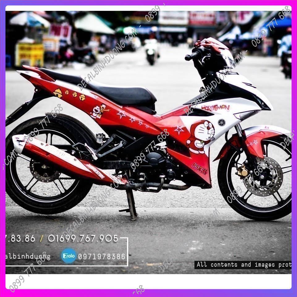Tem Xe Exciter 150 Hoạt Hình Doraemon Trắng Đỏ Đẹp Nhất