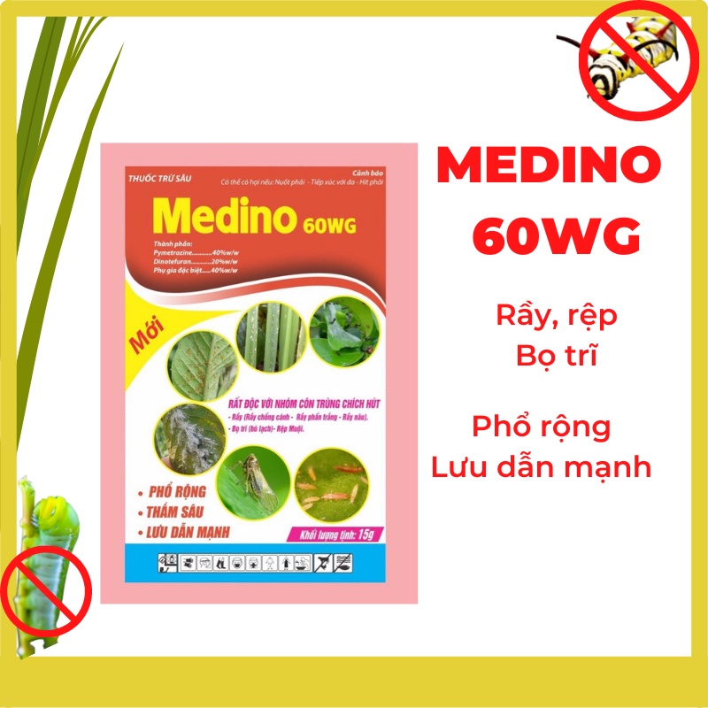 MEDINO 60WG (gói 15g) quản lý côn trùng chích hút trên lúa, rau màu, cây ăn trái