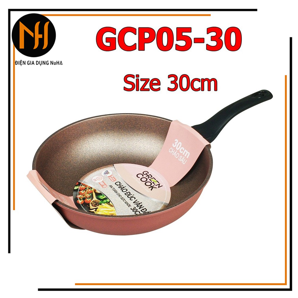 Chảo chống dính đúc vân đá đáy từ dày 7 lớp Green cook CGP05 size 30cm dùng được mọi loại bếp, chuẩn hình