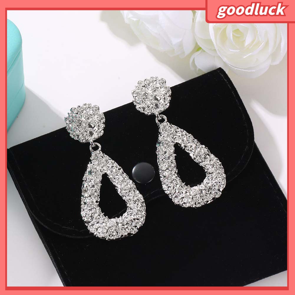 Bohemia Phụ nữ Hình học Emboss Rỗng Giọt nước mắt Dangle Stud Bông tai Trang sức Quà tặng