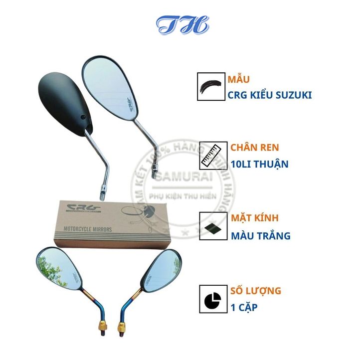 Kính chiếu hậu xe máy thời trang CRG mẫu suzuki Chân 10li Gen Thuận gắn chân kính cho Wave, Winner, SH, AB...