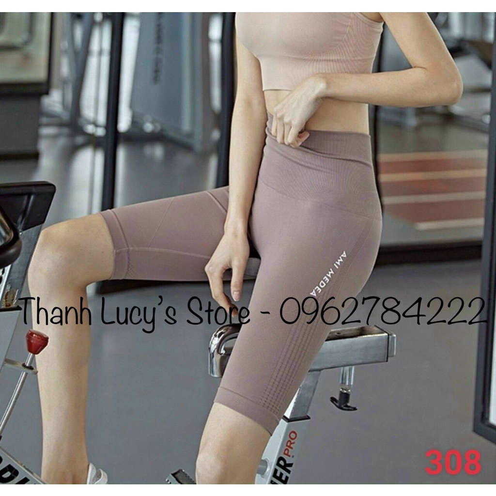 Quần tập ngố lửng GYM, YOGA, quần legging nữ AMI cao cấp siêu co giãn