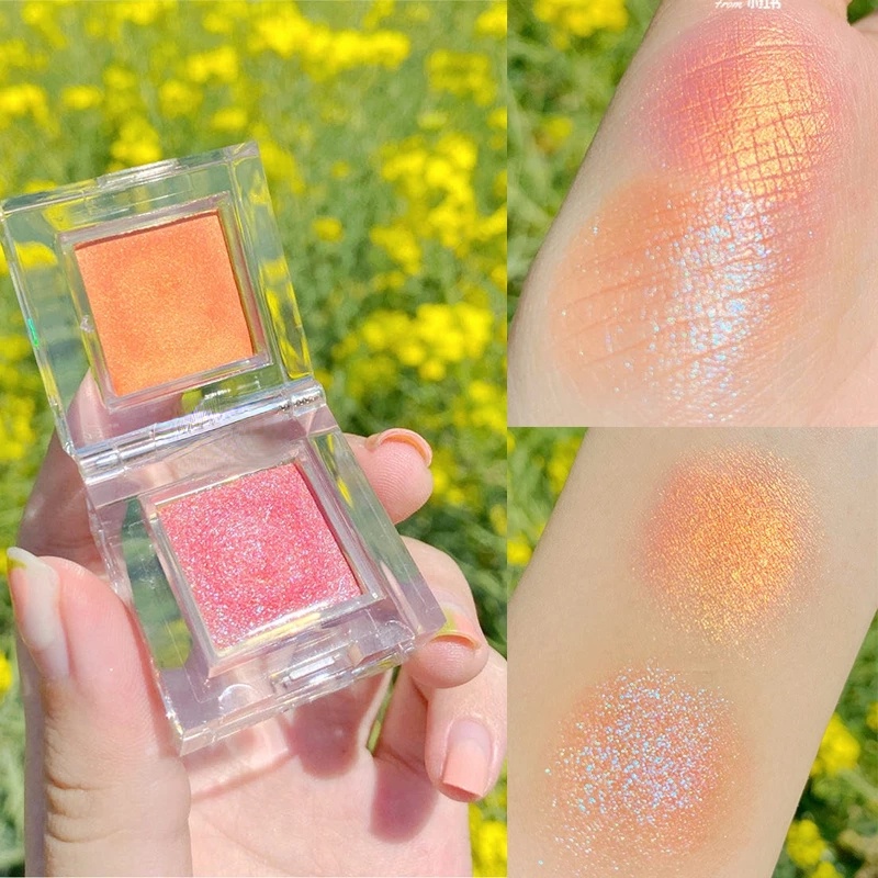 Phấn Má Hồng 2 Trong 1 Ánh Ngọc Trai / Gừng Độ Bóng Cao Tạo Khối Trang Điểm Mặt