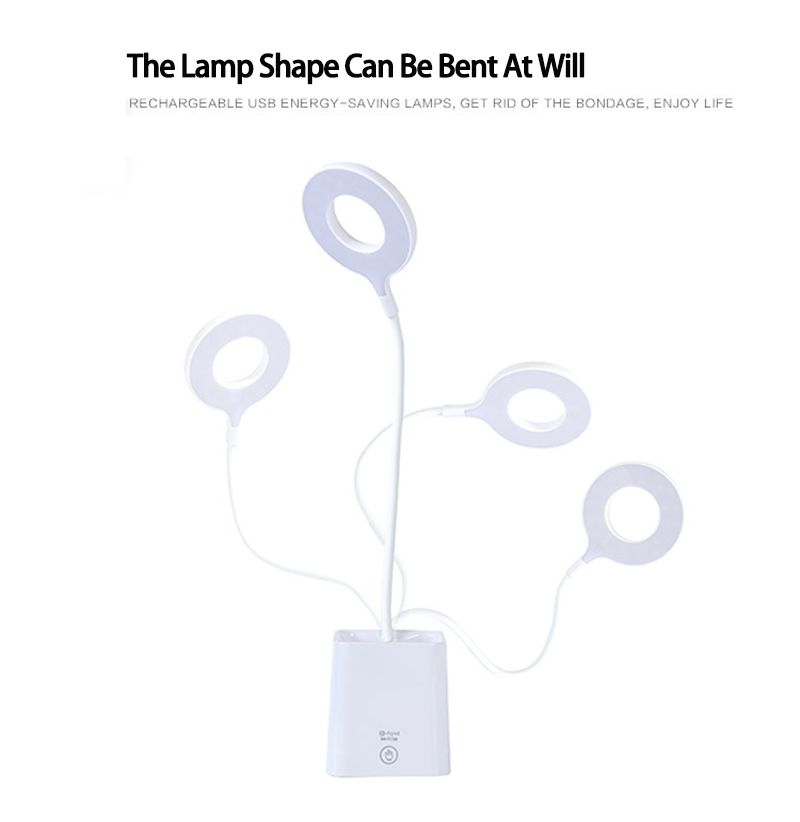 Đèn bàn LED Bảo vệ mắt Học tập Đèn LED để bàn Đèn đọc sách có thể sạc lại Đèn ngủ có giá đỡ bút cho học sinh