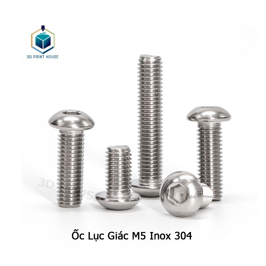 Ốc - Bulong Lục Giác Inox 304 M5 Đầu Dù - Dùng Lục Lăng 3