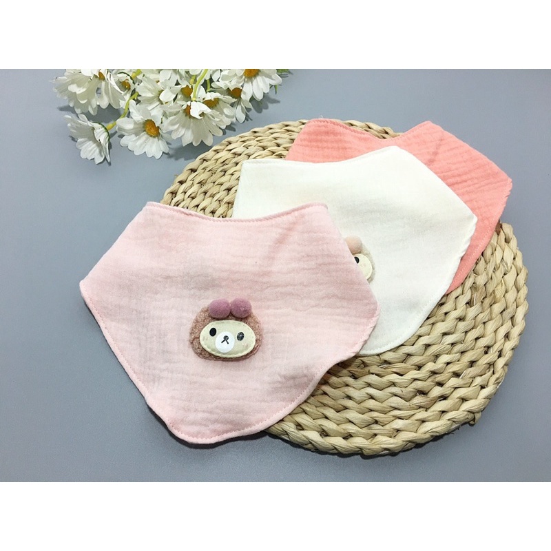 Set 3 Yếm Ăn Dặm Vạt Chéo Có Cúc Bấm Vải Xô Muslin Wooyi Cho Bé Babibu - YADMW
