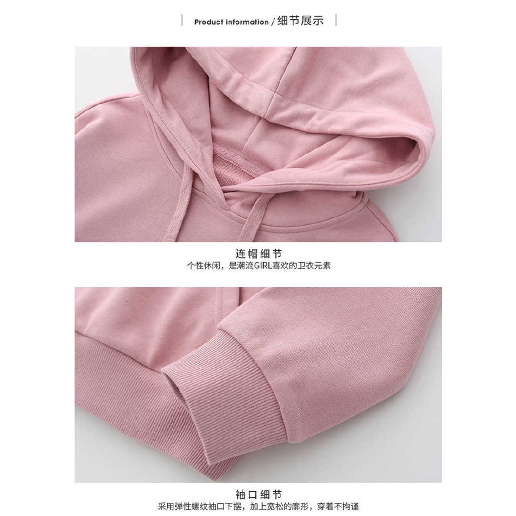Áo hoodie dáng rộng phối nhung S-2XL thiết kế đơn giản cho nữ sinh | BigBuy360 - bigbuy360.vn