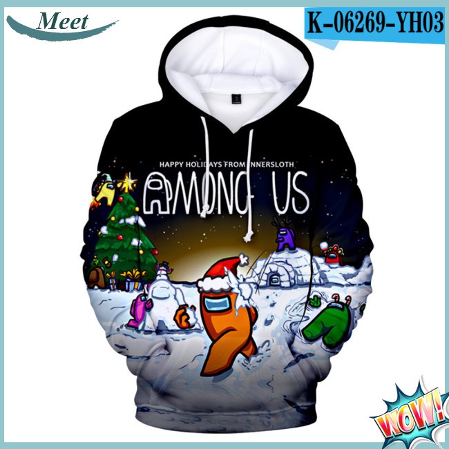 Áo sweatshirt có nón in họa tiết game Among Us vui nhộn đáng yêu thời trang dành cho bé trai và bé gái từ 5-12 tuổi