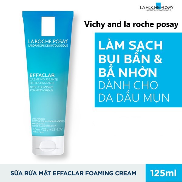 Sữa rửa mặt tạo bọt se khít lỗ chân lông Effaclar Deep Foaming Cream 125ml (mẫu mới)