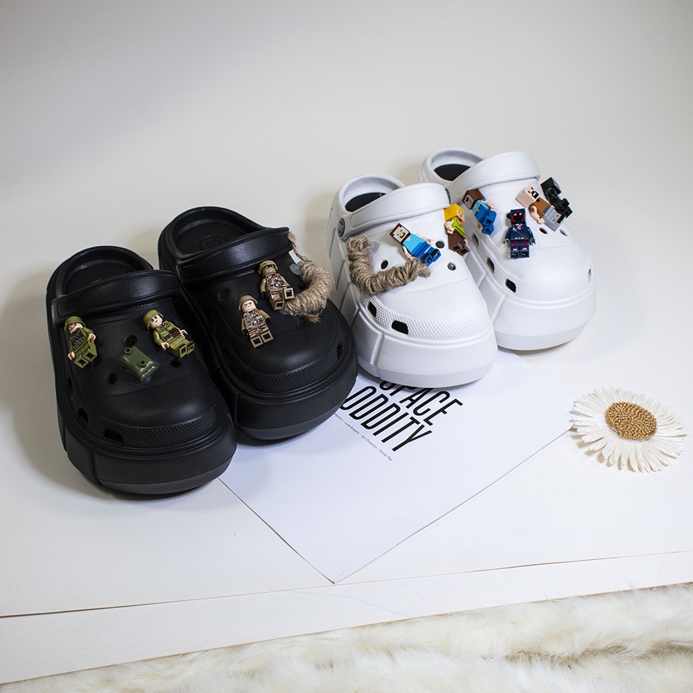 Bộ Phụ Kiện Trang Trí Giày Họa Tiết Hoạt Hình Lego Minecraft Croc 3D Cho Nam