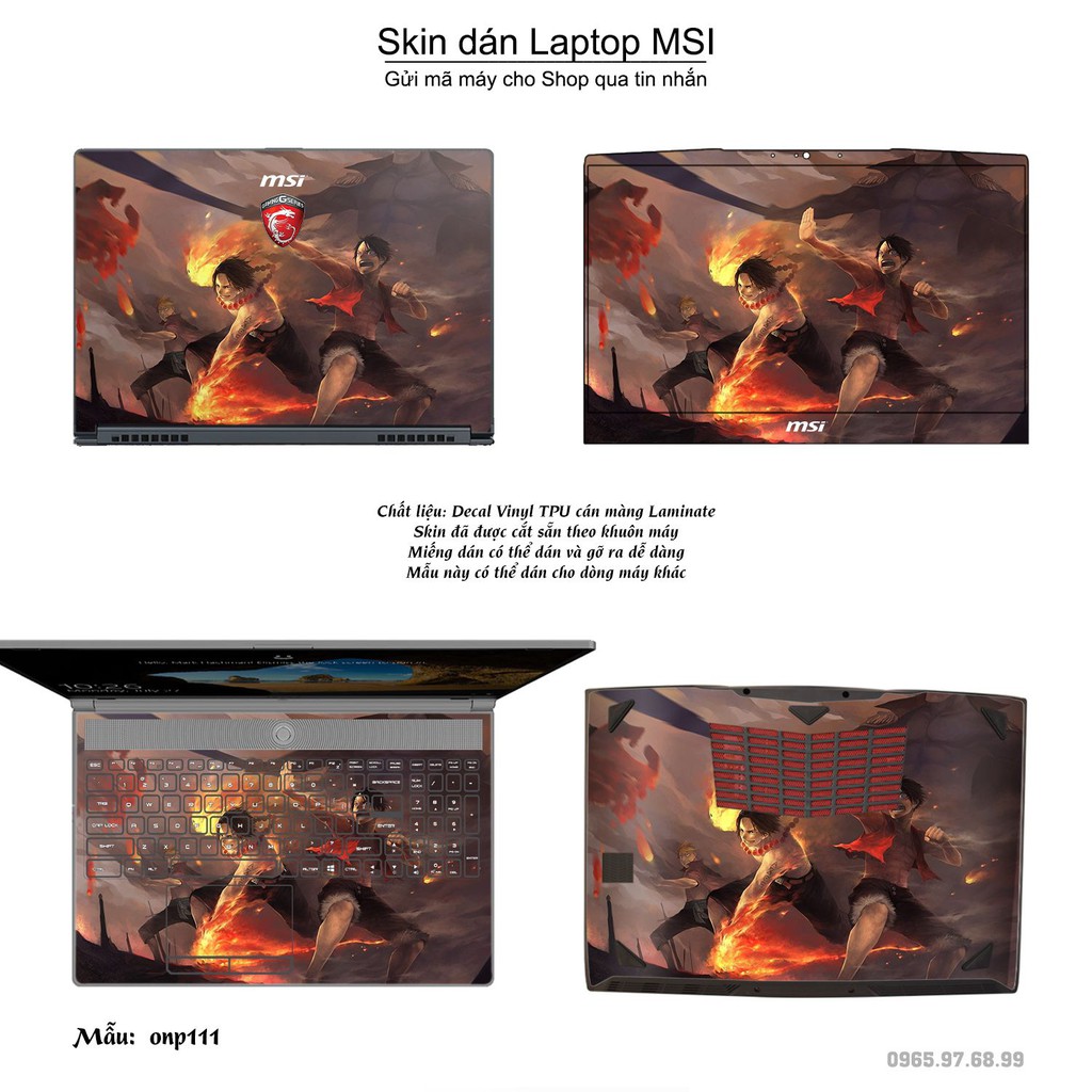 Skin dán Laptop MSI in hình One Piece nhiều mẫu 12 (inbox mã máy cho Shop)