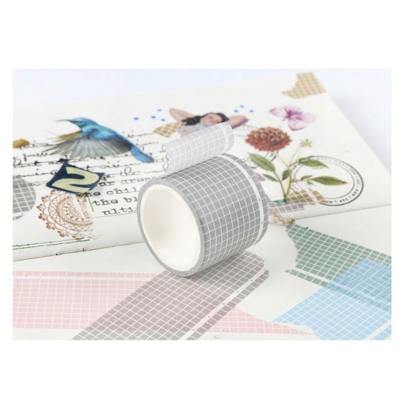 Washi tape sọc caro bản lớn dùng để note Bullet Journal dài 5m Be Tiny Stationery