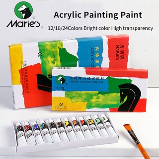 Màu ACRYLIC Maries set 12/18/24 màu, dạng tuýp 12ml, hộp giấy