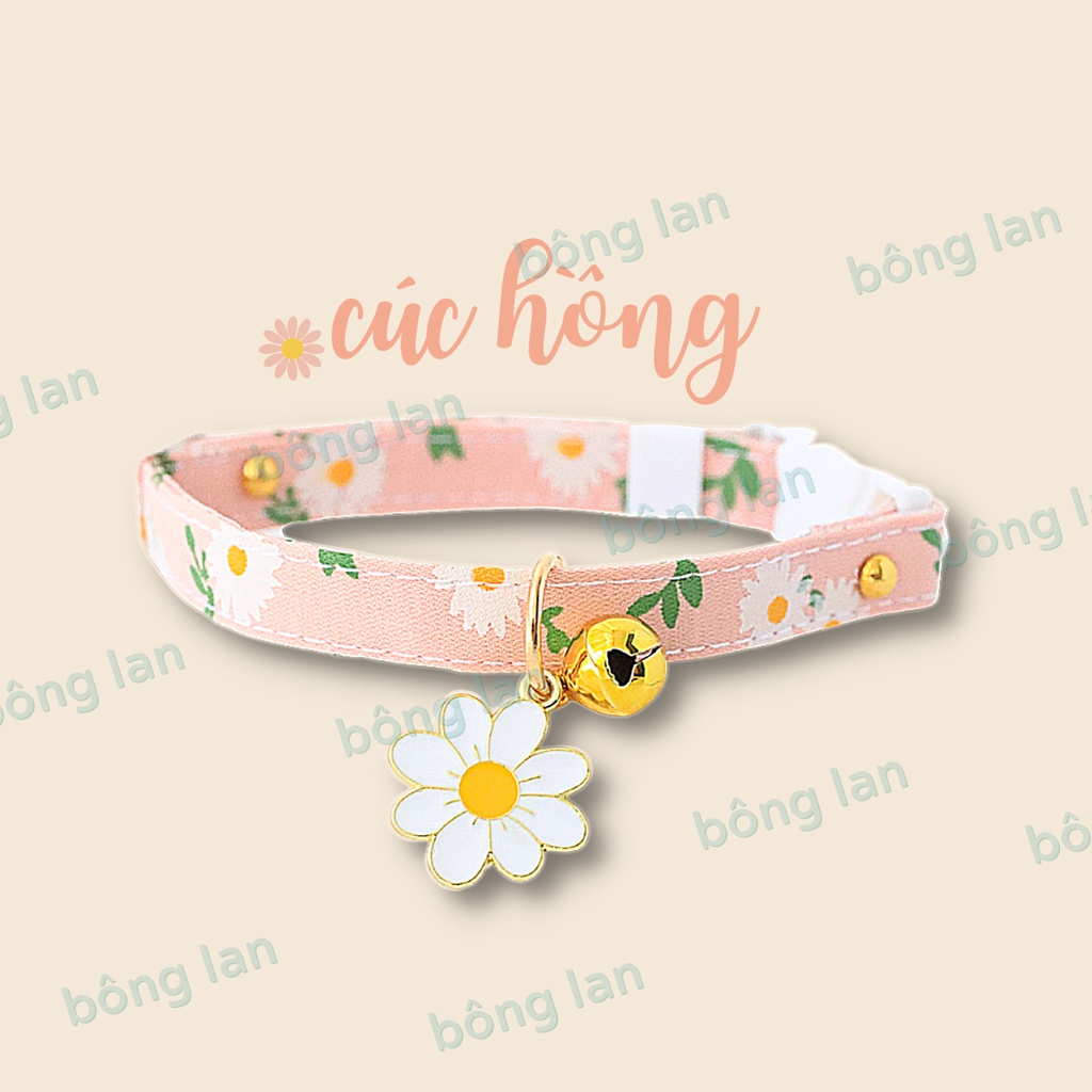 [CÓ SIZE LỚN] Vòng cổ trang trí gắn chuông kèm charm bông hoa cho thú cưng chó mèo