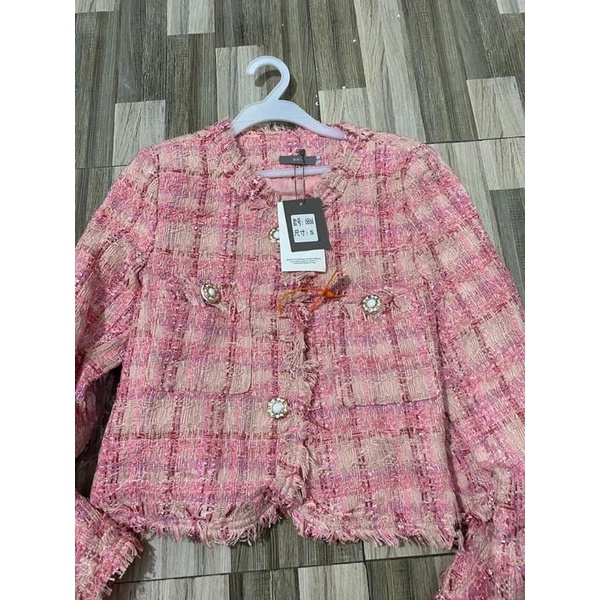 Áo dạ tweed màu hồng hàng quảng châu cao cấp ( ảnh thật )