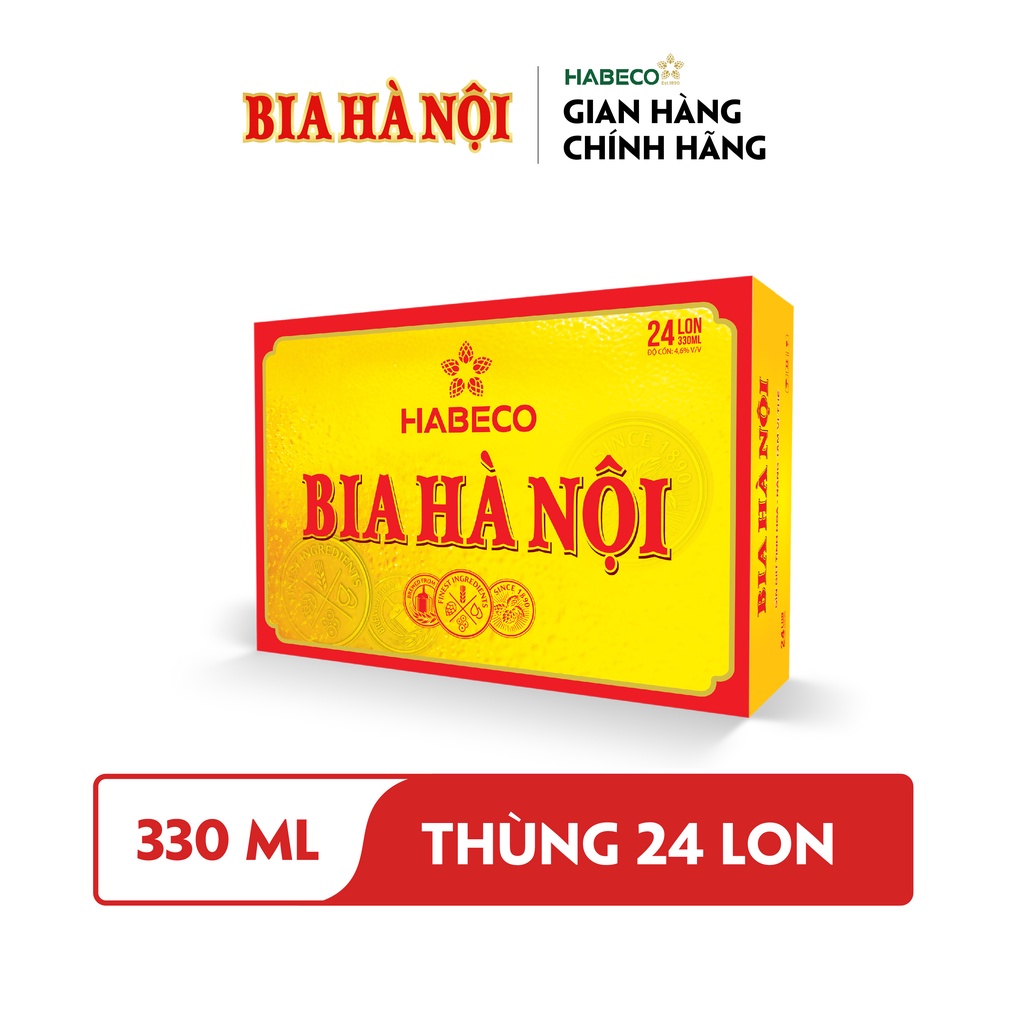 HỎA TỐC HÀ NỘI - COMBO 2 Thùng 24 lon Bia Hà Nội –  HABECO (330ml/lon)