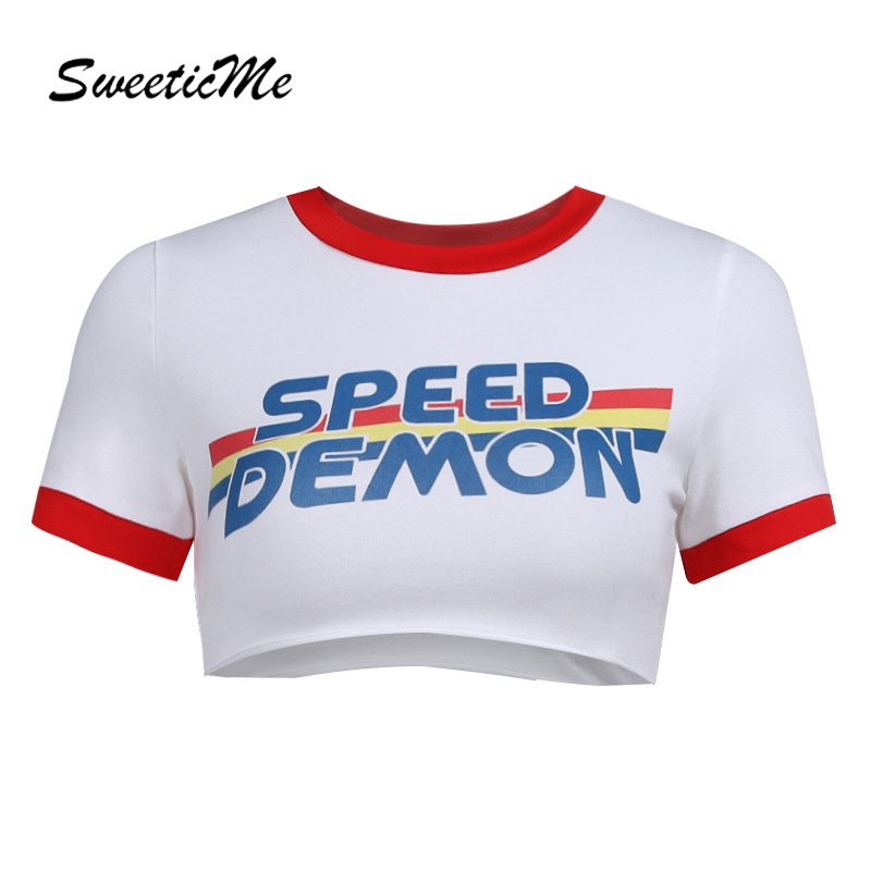 Áo Thun Tay Ngắn In Chữ Thiết Kế Mới Quyến Rũ Thời Trang Dành Cho Nữ 2021