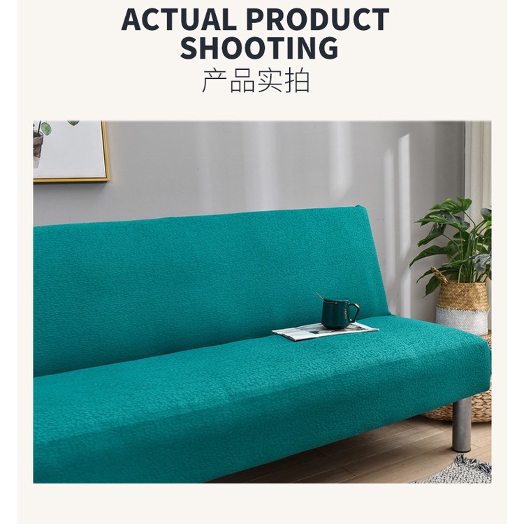 Vỏ Bọc Ghế Sofa Không Tay Vịn Chống Thấm Nước Màu Trơn Có Thể Gấp Gọn Tiện Dụng Cho Phòng Khách