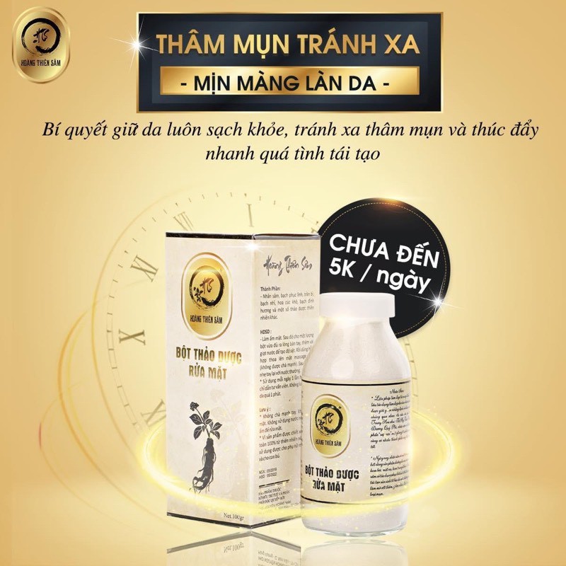 Bán Sỉ Combo 3 Bột Rửa Mặt Thảo Dược Kiềm Dầu Hoàng Thiên Sâm 100g