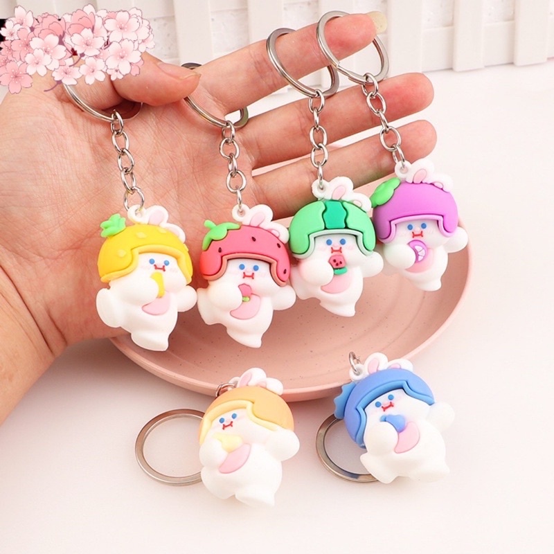 Móc Khoá Thỏ Đội Mũ Hoa Quả_ M16